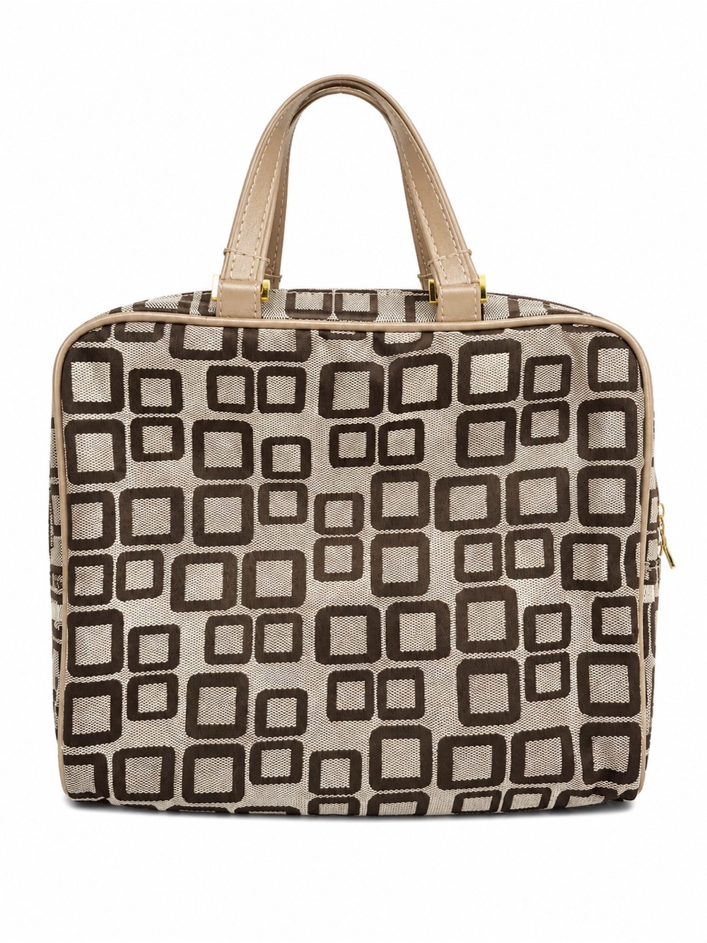 Geometric Square Mini Bag in Brown and Cream